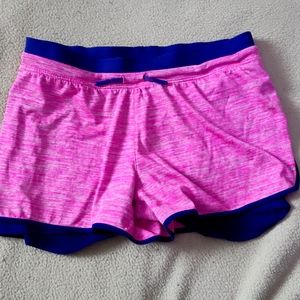 Pink and purple gym shorts